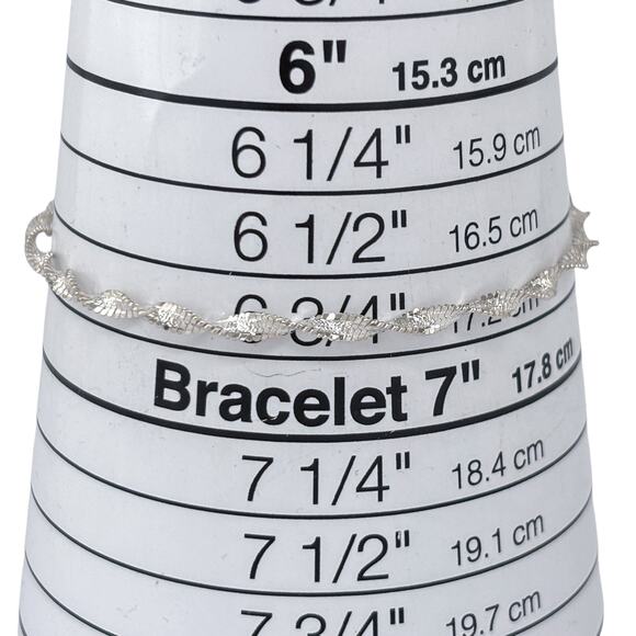 Estate Italy Sterling Silver 925 2.9mm Twisted Chain Bracelet 7" - Picture 5 of 6